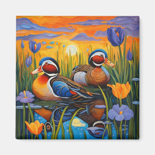 Ducks in Reeds Magnet