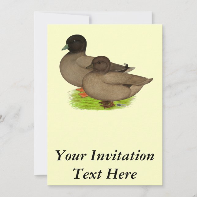Ducks:  Khaki Calls Invitation (Front)