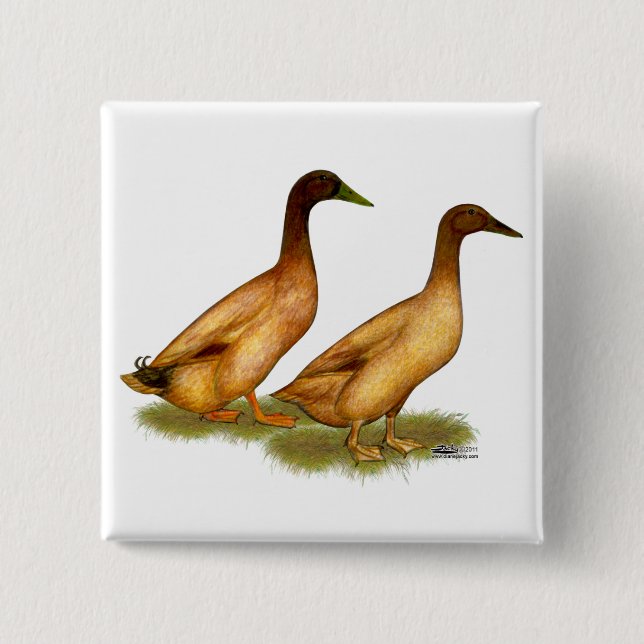 Ducks:  Khaki Campbell 15 Cm Square Badge (Front)