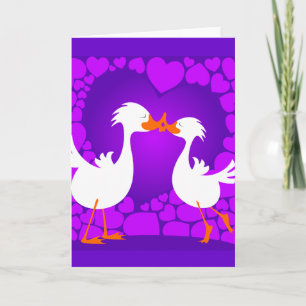 Ducks kissing, greeting card