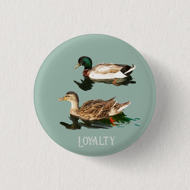 Ducks mallards 3 cm round badge (Front)
