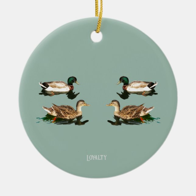 Ducks mallards ceramic tree decoration (Front)