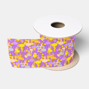 Ducks-n-Dots-Style-1-Purple-SATIN RIBBON SPOOL Satin Ribbon