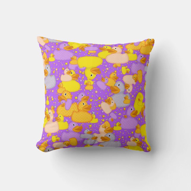 Ducks-n-Dots-Style-1-Purple-Sq THROW PILLOW (Front)