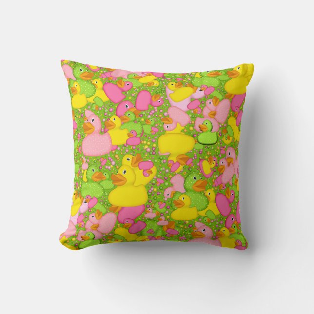 Ducks-n-Dots-Style-2-Drk Green-Sq THROW PILLOW (Front)