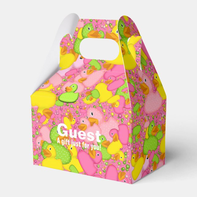 Ducks-n-Dots-Style-2-Drk Pink-GABLE FAVOR BOX (Front Side)