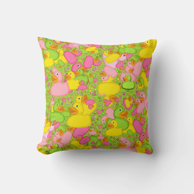 Ducks-n-Dots-Style-2-Lt Green-Sq THROW PILLOW (Front)