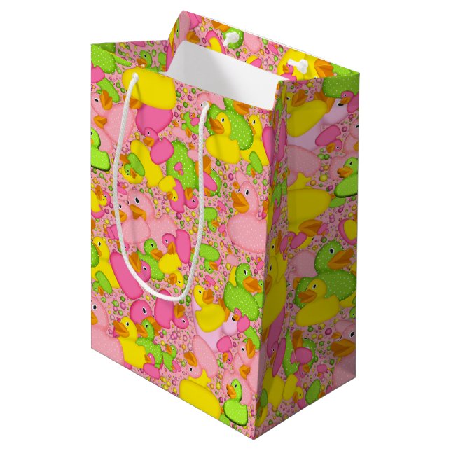 Ducks-n-Dots-Style-2-Lt Pink-GIFT BAG M (Front Angled)