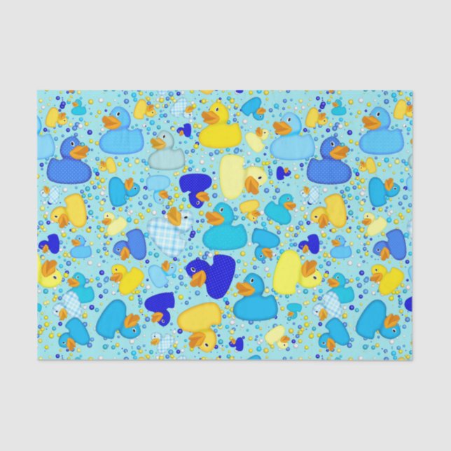 Ducks-n-Dots-Style-3-Blue 1-TISSUE WRAP PAPER (Front)