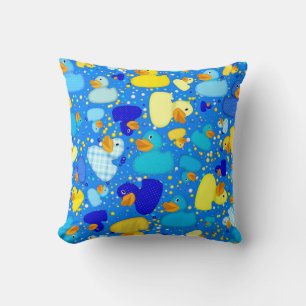 Ducks-n-Dots-Style-3-Blue 3-Sq THROW PILLOW