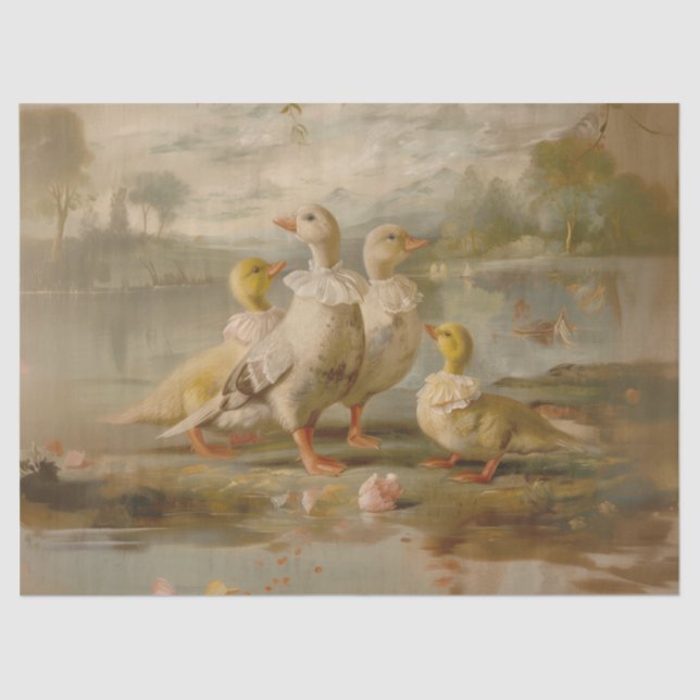 Ducks - Oil Painting Style Tissue Paper (Front)