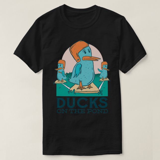 Ducks On The Pond Baseball Sticker T-Shirt (Design Front)