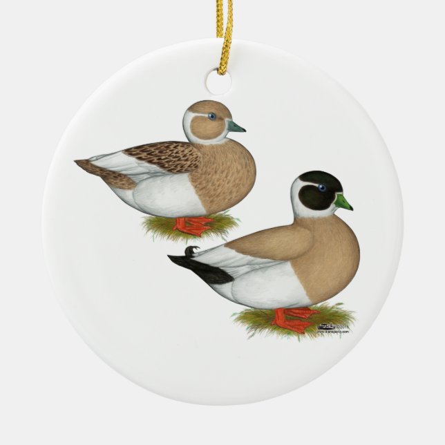 Ducks:  Penciled Calls Ceramic Tree Decoration (Front)
