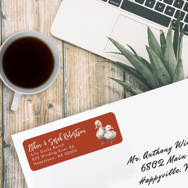 Ducks Return Address Labels Rust Orange (Creator Uploaded)