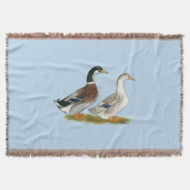 Ducks:  Silver Appleyard Throw Blanket (Front)