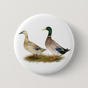 Ducks: Silver Welsh Harlequin 6 Cm Round Badge