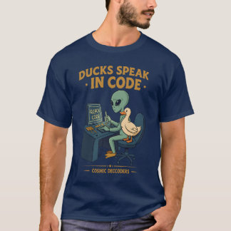 Ducks Speak in Code: Cosmic Decoders T-Shirt