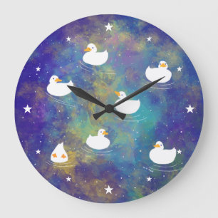 ducks swimming in space large clock