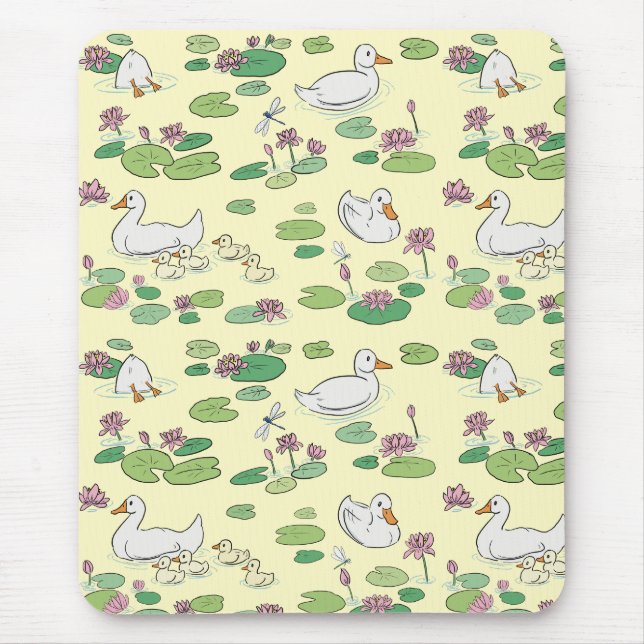 Ducks & Waterlily Yellow Mousepad (Front)