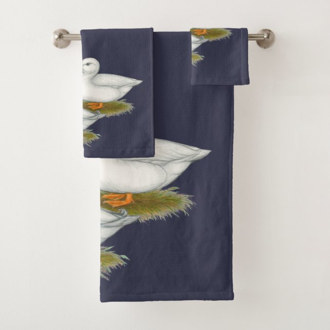 Ducks:  White Calls Bath Towel Set (Insitu)