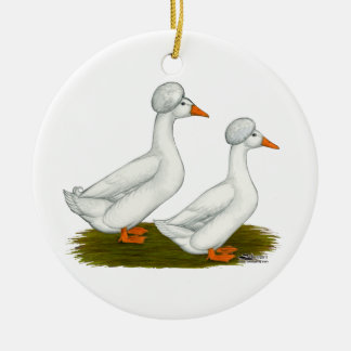 Ducks: White Crested Ceramic Tree Decoration
