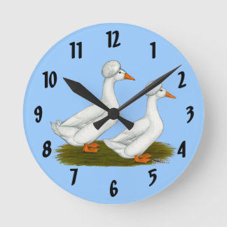 Ducks: White Crested Round Clock