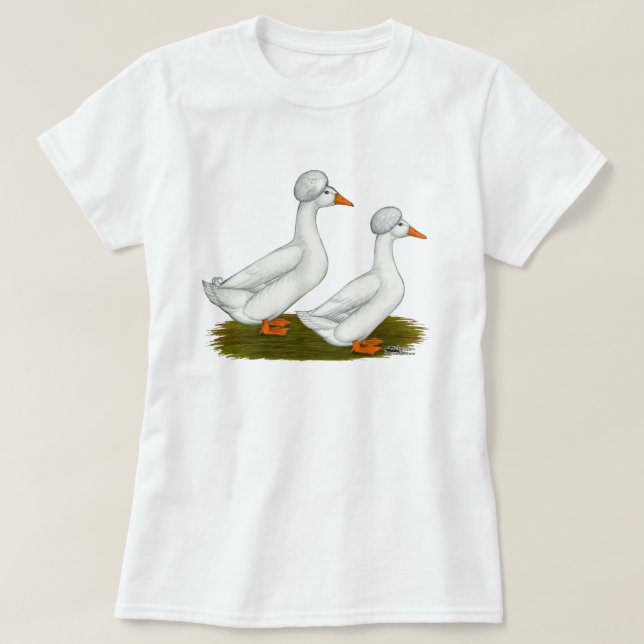 Ducks:  White Crested T-Shirt (Design Front)