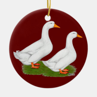 Ducks: White Pekins Ceramic Tree Decoration