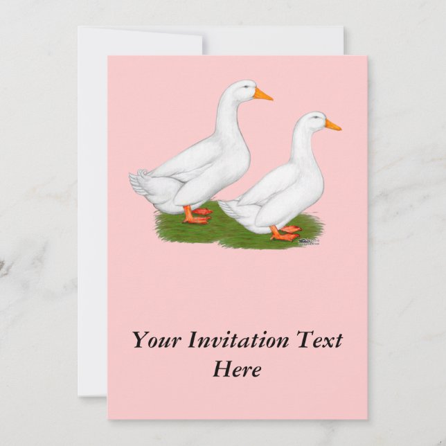 Ducks:  White Pekins Invitation (Front)