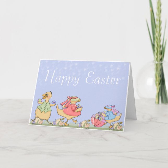 Ducks with Eggs Happy Easter Greeting Card (Front)