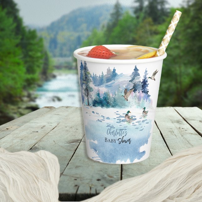 Ducks Woodland Forest Nature Boy Baby Shower Paper Cups (Creator Uploaded)