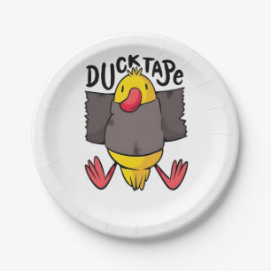 Ducktape Funny Kawaii Duck Wrapped in Tape Paper Plate
