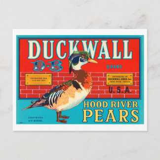 Duckwall Hood River Pears Vintage Crate Label Postcard