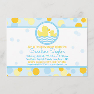 Ducky Baby Shower Invitation Blue and Yellow