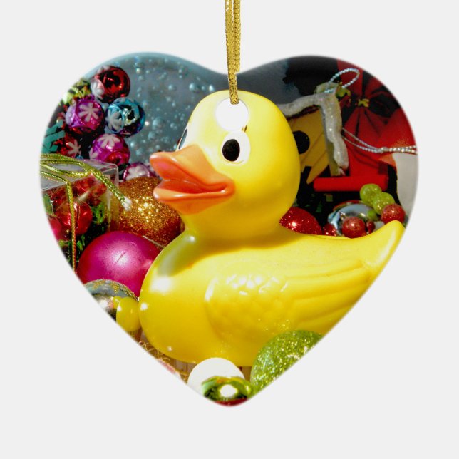 Ducky Christmas I Ceramic Tree Decoration (Front)