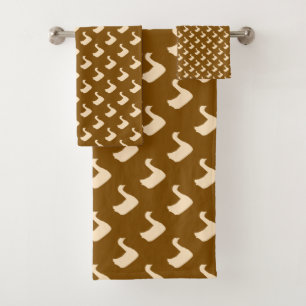 Ducky Duck Diagonal Brown Bath Towel Set