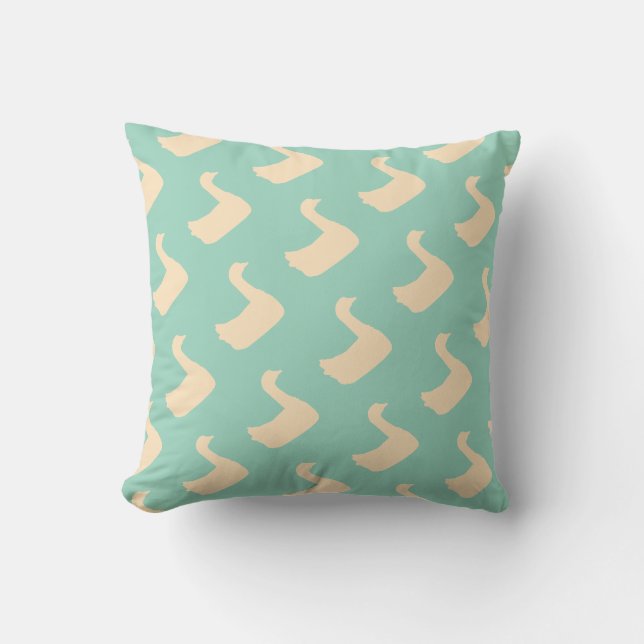 Ducky Duck Diagonal Decorator Lt Teal  Cushion (Front)