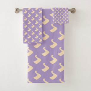 Ducky Duck Diagonal Lilac   Bath Towel Set