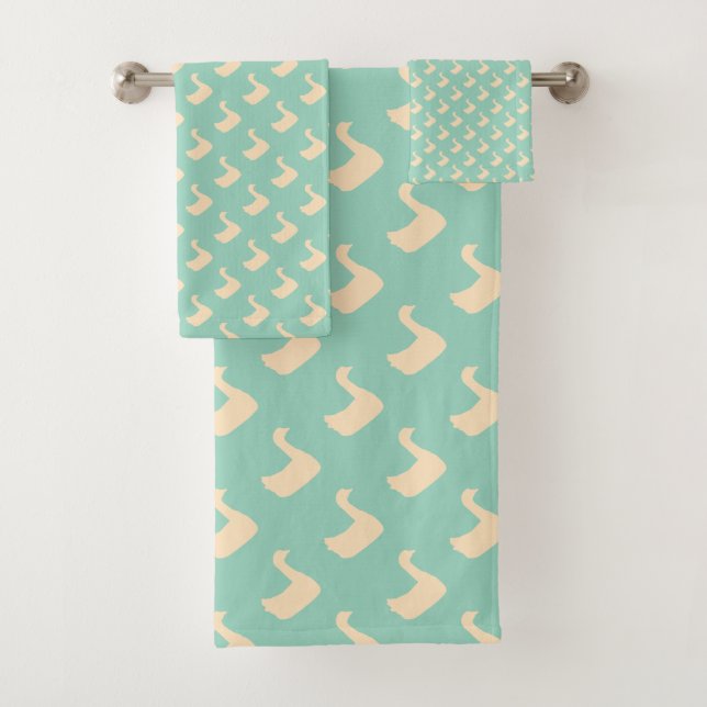 Ducky Duck Diagonal Lt Teal  Bath Towel Set (Insitu)