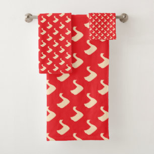 Ducky Duck Diagonal Red Kids     Bath Towel Set