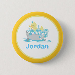 Ducky Duck in Tub Personalised Button Template