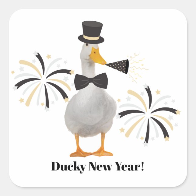 Ducky New Year Square Sticker (Front)