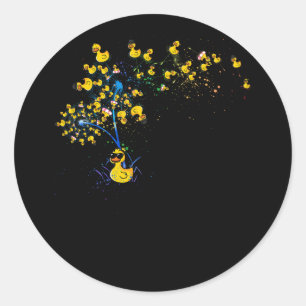 Ducky Rubber Duck Lover Dandelion Duckling Rubber  Classic Round Sticker