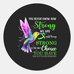 Duct Cancer Awareness Green Strong Hummingbird  Classic Round Sticker