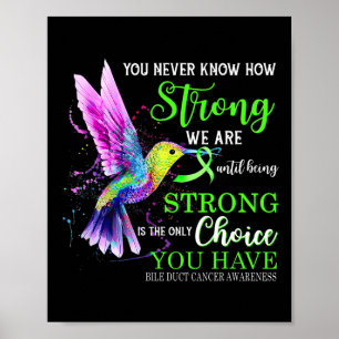 Duct Cancer Awareness Green Strong Hummingbird  Poster