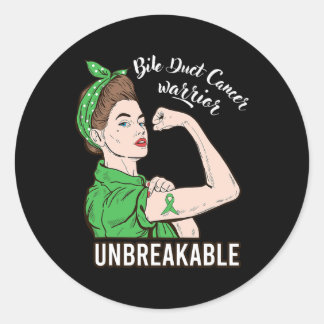 Duct Cancer Warrior Unbreakable Strong Women Survi Classic Round Sticker