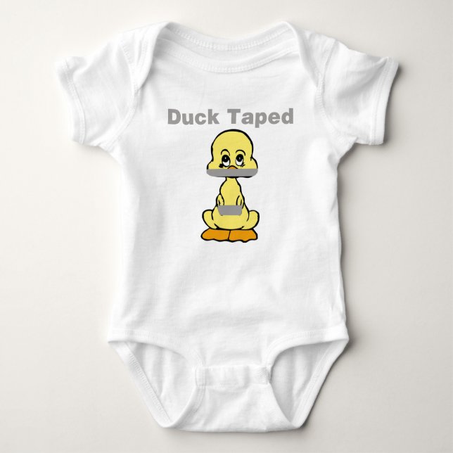 Duct Tape Humour Yellow Duck Taped Baby Bodysuit (Front)