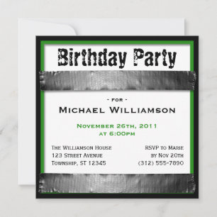Duct Tape Square Men's Green Birthday Invitations