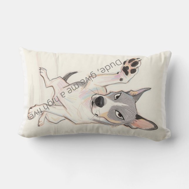 “Dude, Give Me a High Five” Fun Dog Pillow (Back)