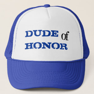 Dude of honour humour groomsman blue hat